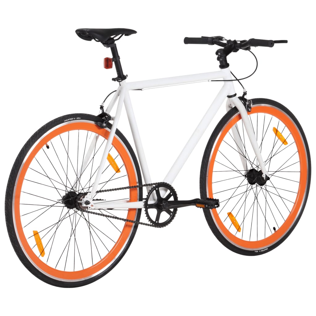 vidaXL Vélo à pignon fixe blanc et orange 700c 59 cm