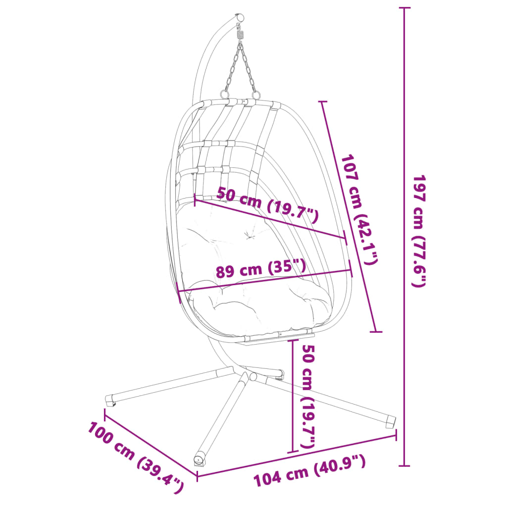 vidaXL Chaise suspendue en forme d'œuf avec support anthracite acier