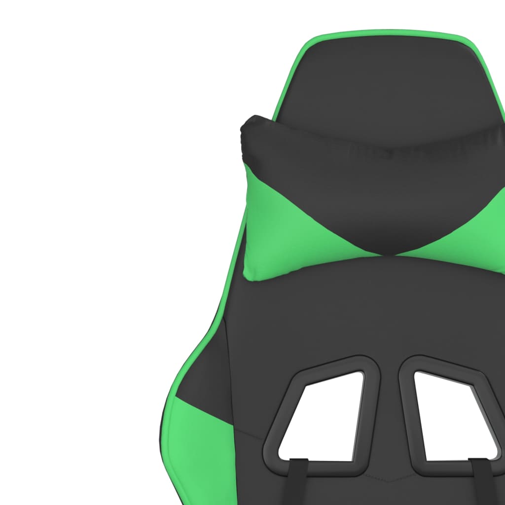 vidaXL Chaise de jeu de massage et repose-pied Noir et vert Similicuir