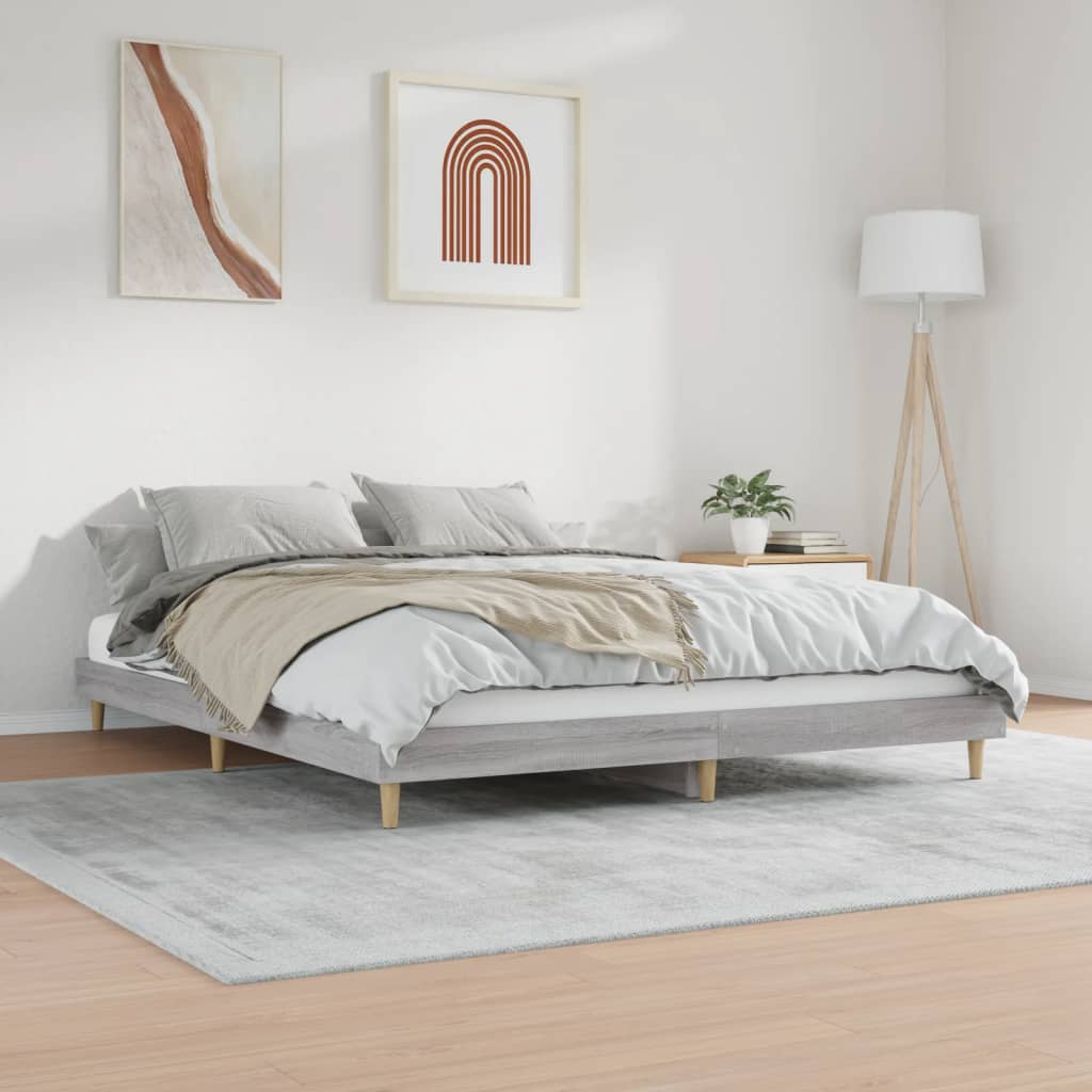 vidaXL Cadre de lit sans matelas sonoma gris 160x200cm bois ingénierie