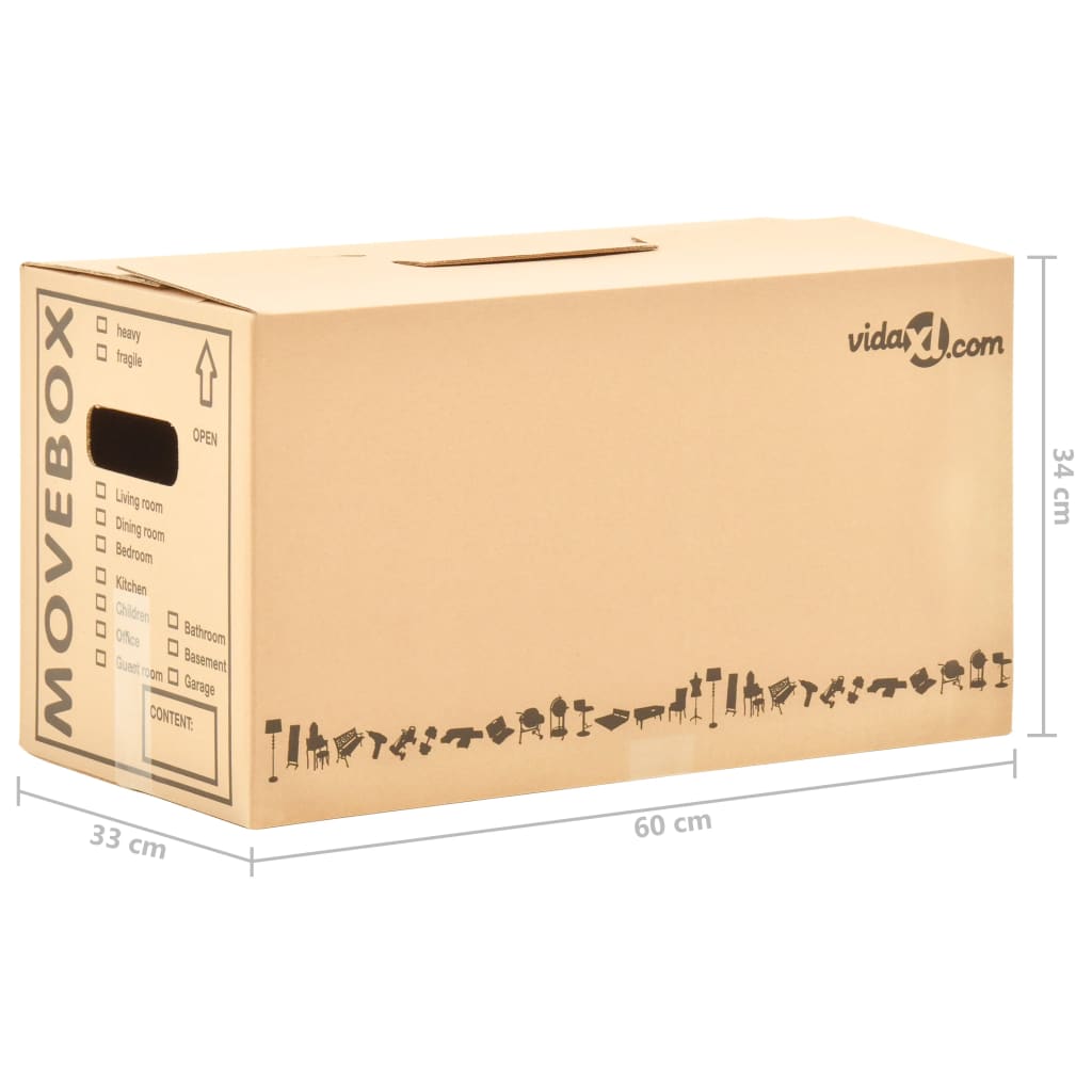 vidaXL Boîtes de déménagement Carton XXL 80 pcs 60x33x34 cm