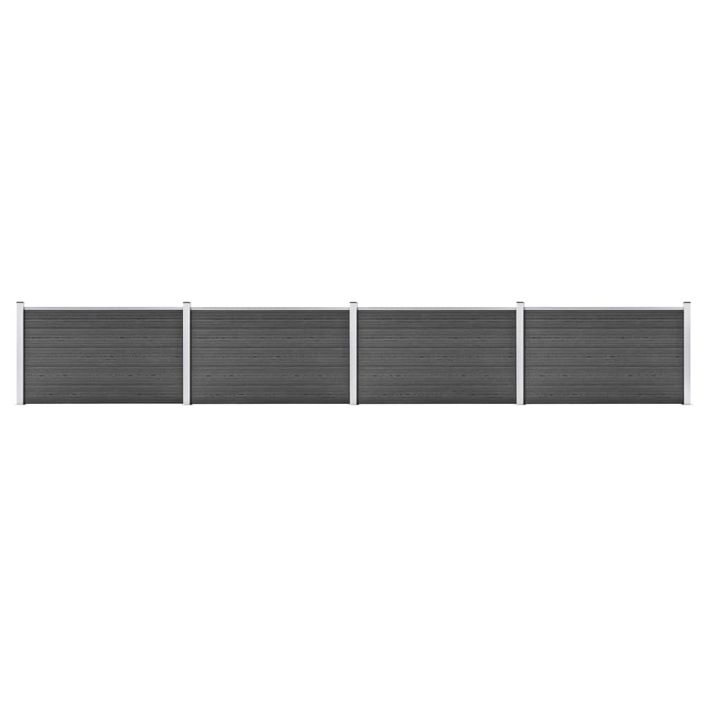 vidaXL Ensemble de panneau de clôture WPC 699x105 cm Noir