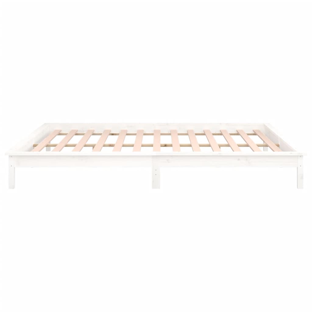 vidaXL Cadre de lit à LED blanc 120x200 cm bois massif