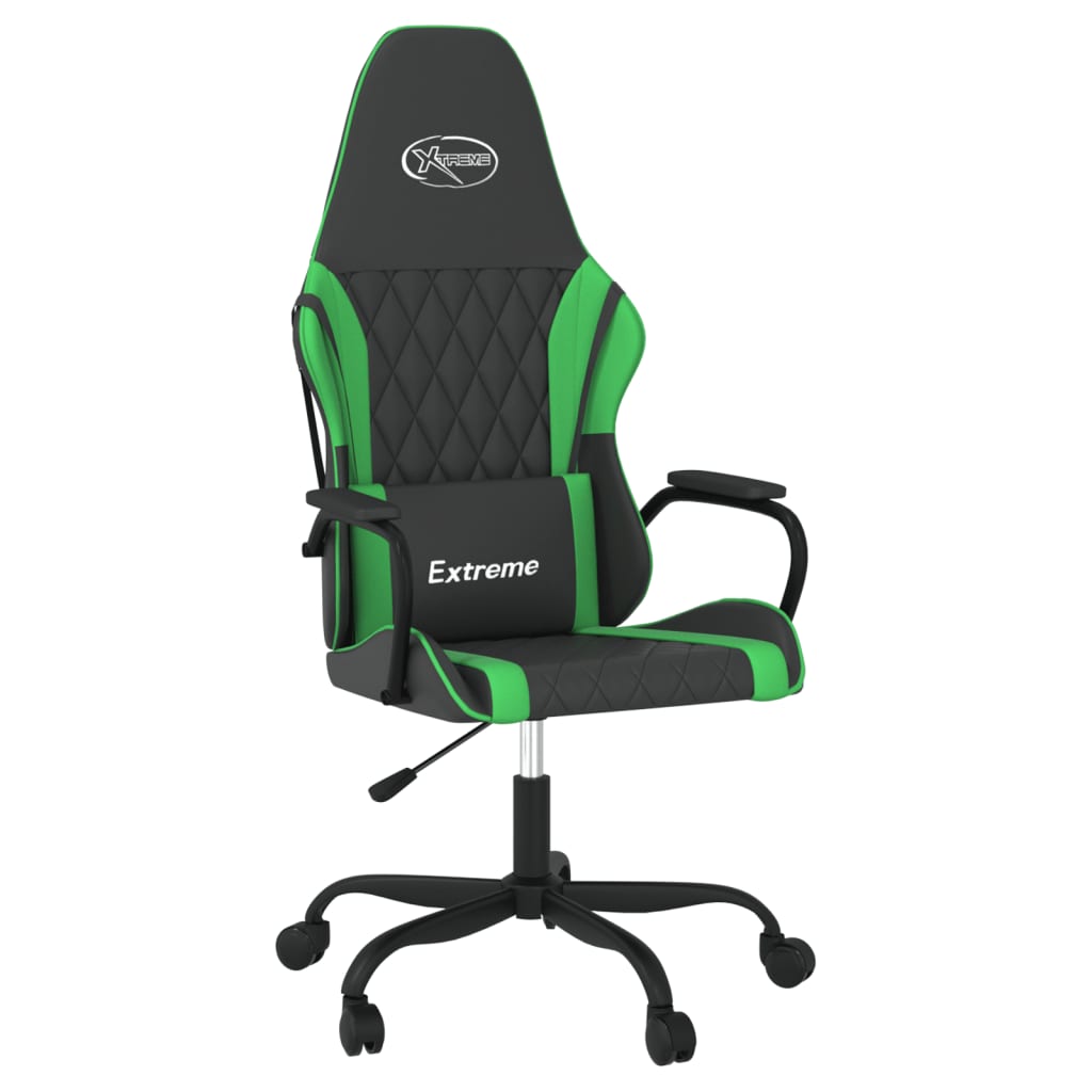 vidaXL Chaise de jeu de massage Noir et vert Similicuir