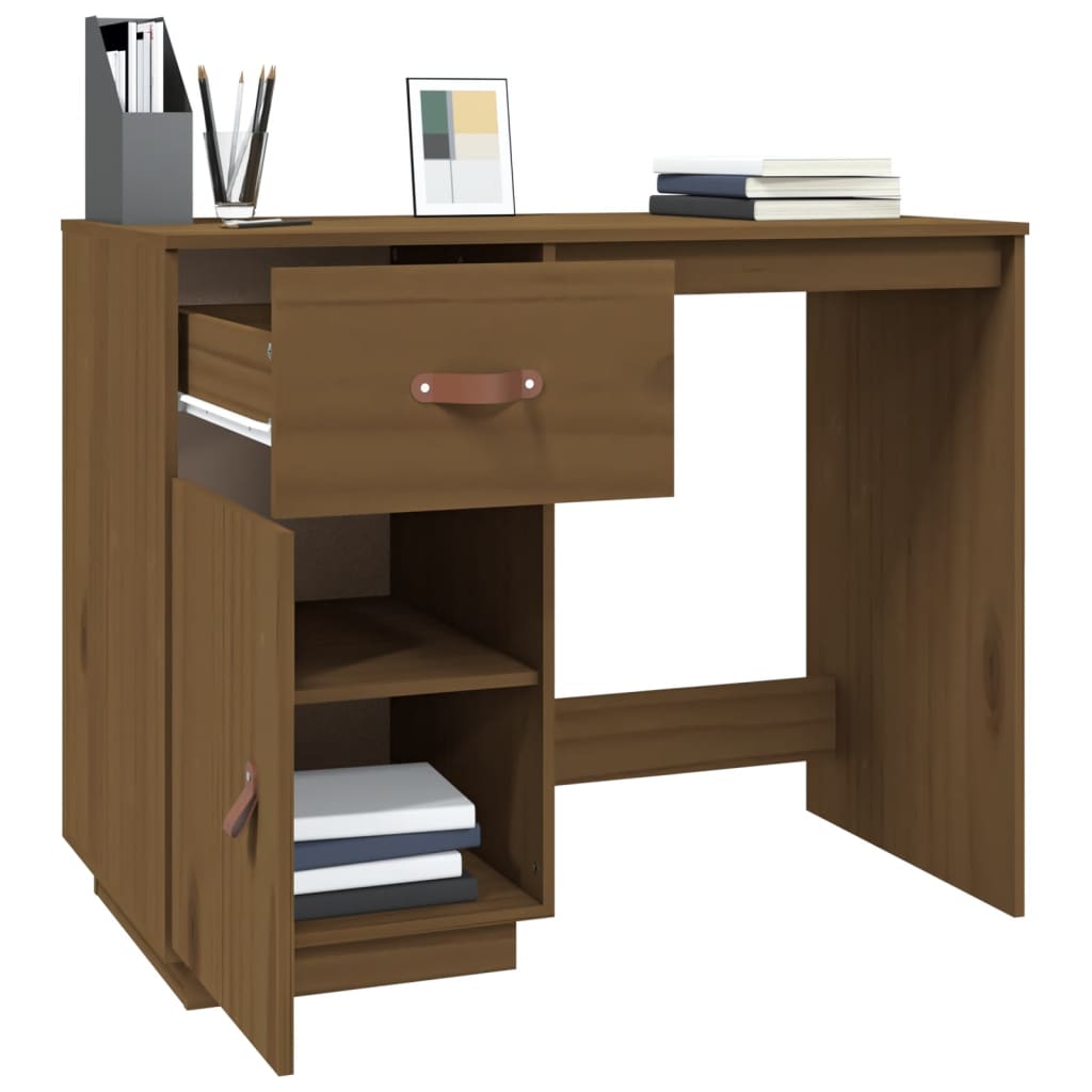 vidaXL Bureau Marron miel 95x50x75 cm Bois massif de pin