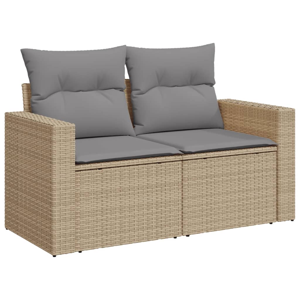 vidaXL Salon de jardin avec coussins 8pcs mélange beige résine tressée