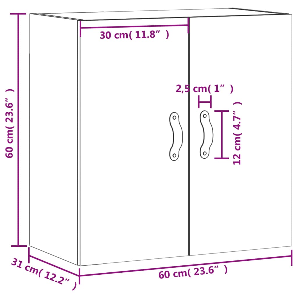 vidaXL Armoire murale sonoma gris 60x31x60 cm bois d'ingénierie