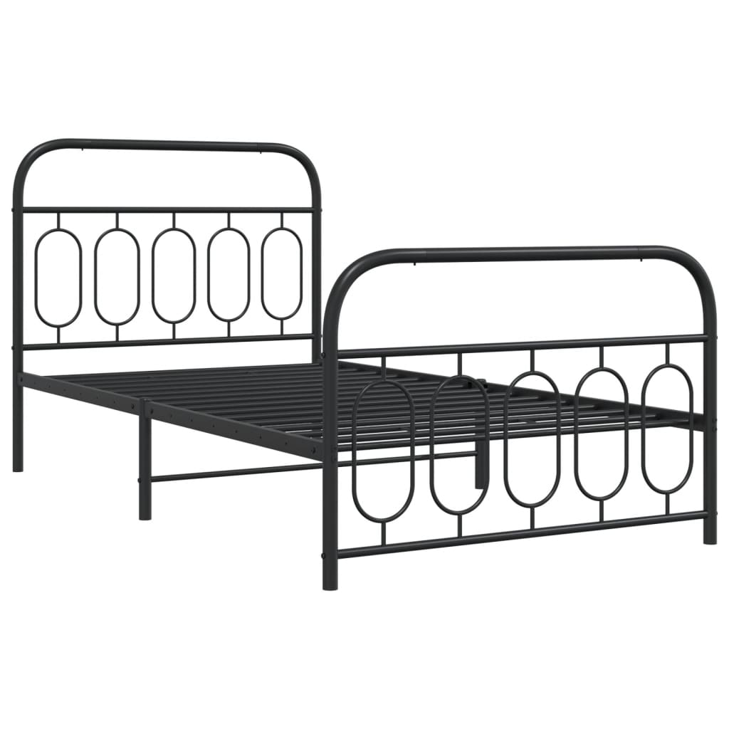 vidaXL Cadre de lit métal sans matelas et pied de lit noir 100x200 cm