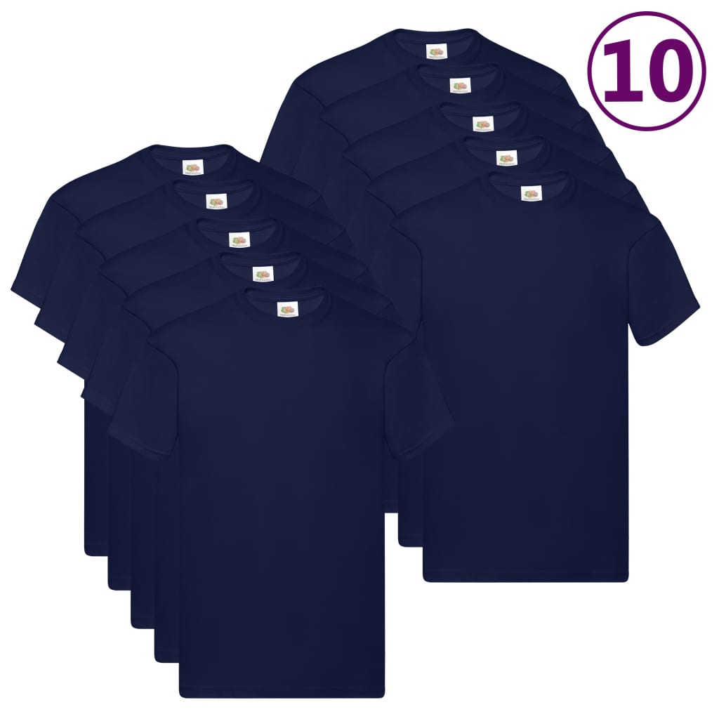 Fruit of the Loom T-shirts originaux 10 pcs Bleu XXL Coton