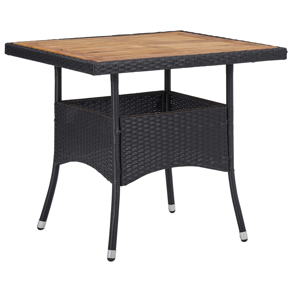 vidaXL Ensemble à dîner de jardin 3 pcs Noir Résine tressée et acacia