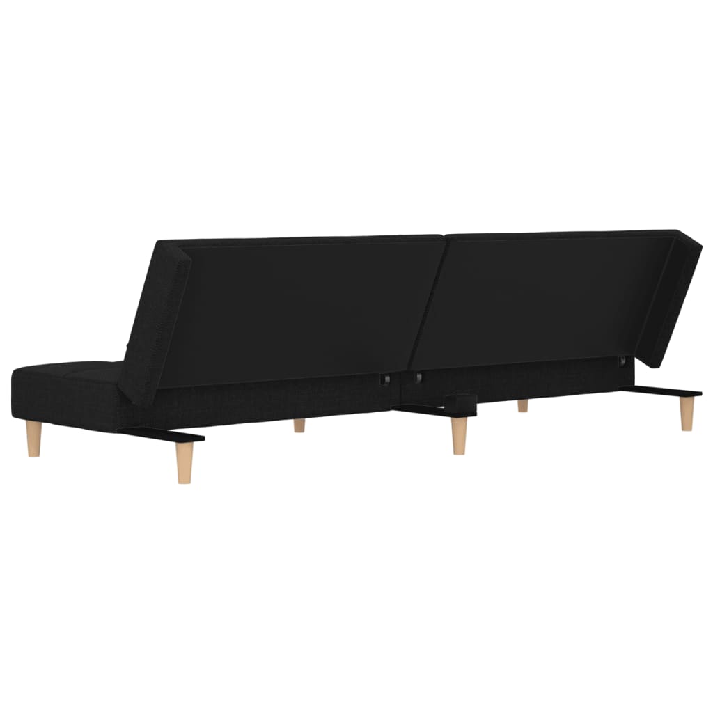 vidaXL Canapé-lit à 2 places avec deux oreillers noir tissu