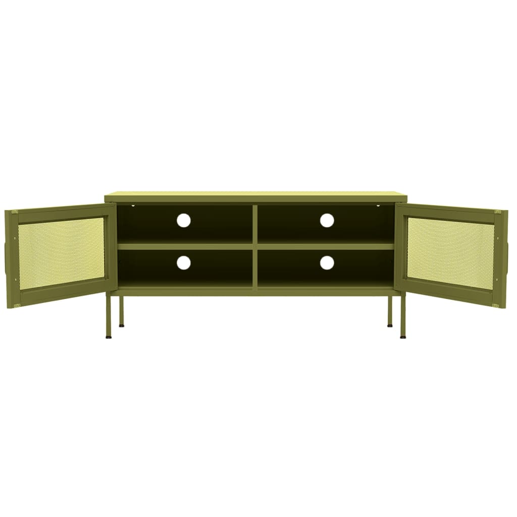 vidaXL Meuble TV Vert olive 105x35x50 cm Acier