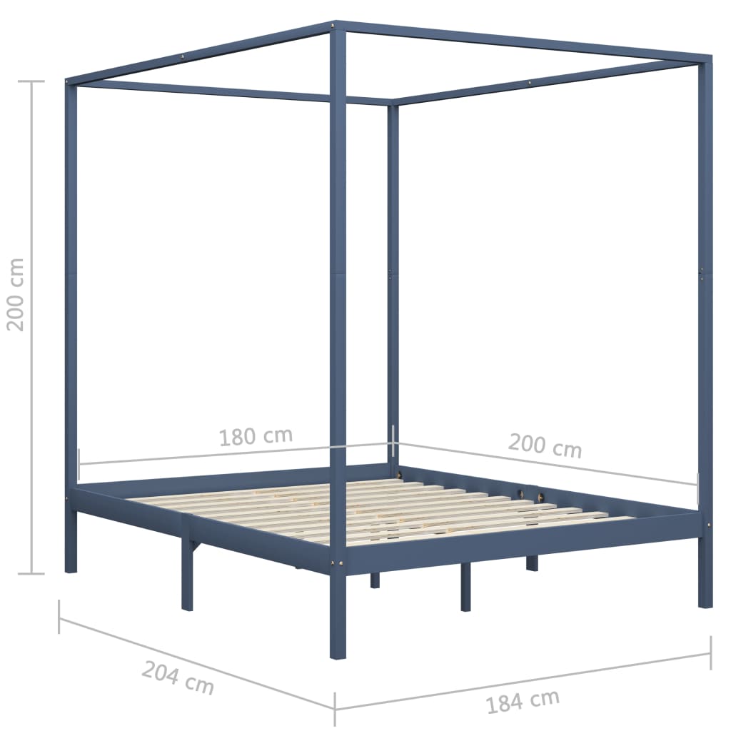 vidaXL Cadre de lit à baldaquin sans matelas bois massif 180x200 cm