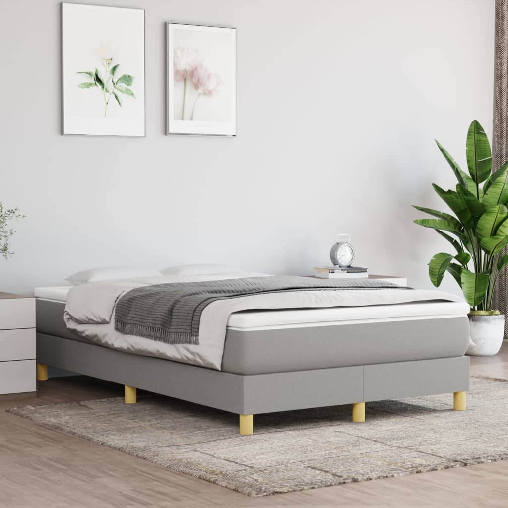 vidaXL Sommier à lattes de lit avec matelas Gris clair 120x200cm Tissu