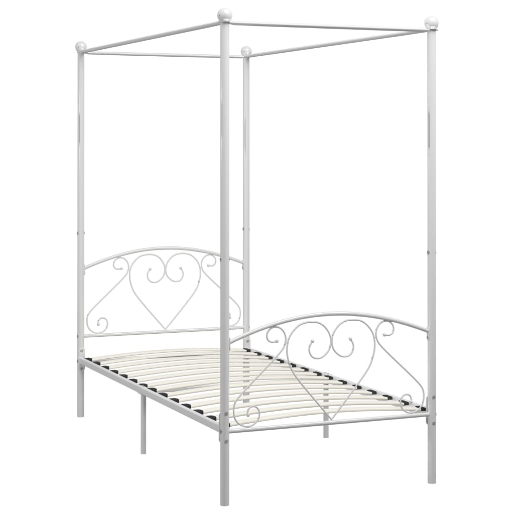 vidaXL Cadre de lit à baldaquin sans matelas blanc métal 90x200 cm