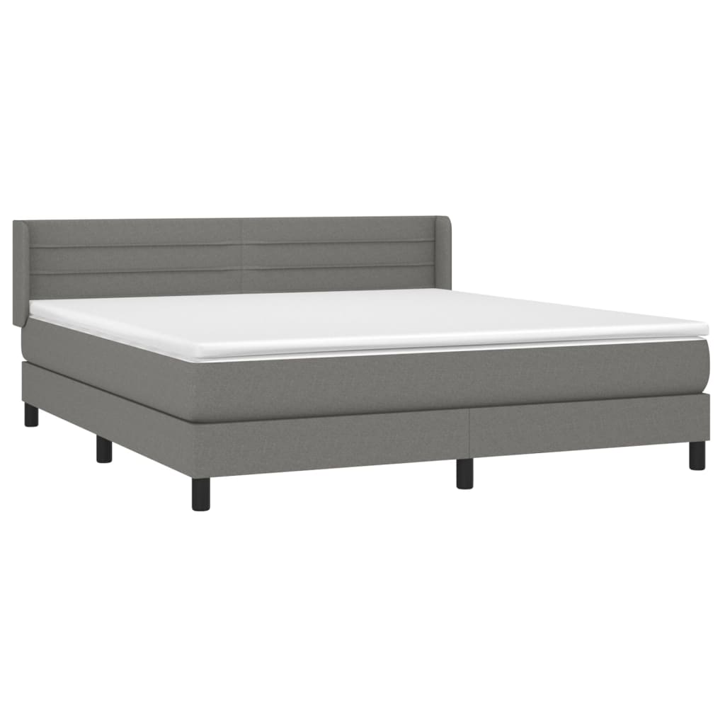 vidaXL Sommier à lattes de lit avec matelas Gris foncé 160x200cm Tissu