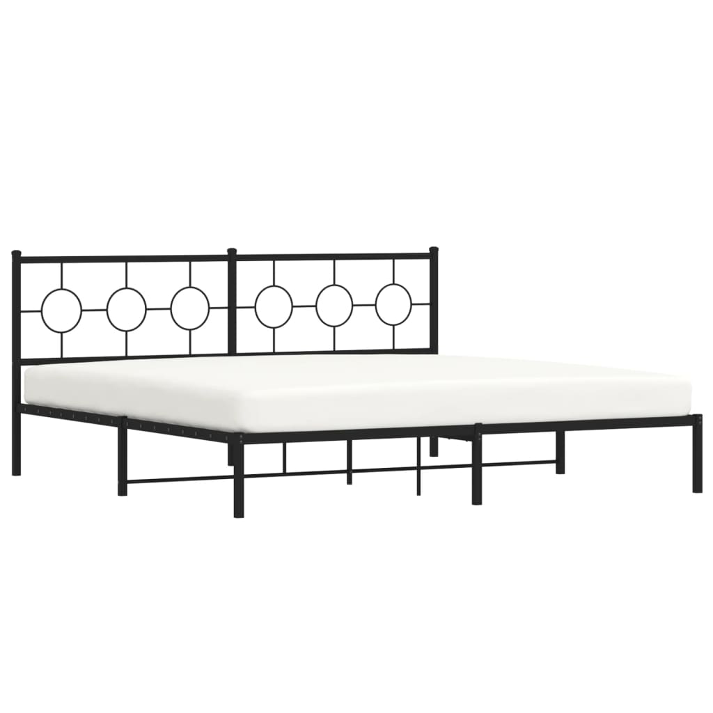 vidaXL Cadre de lit métal sans matelas avec tête de lit noir 193x203cm