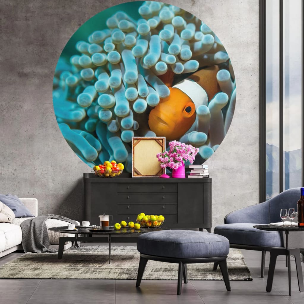 WallArt Papier peint cercle Nemo the Anemonefish 142,5 cm