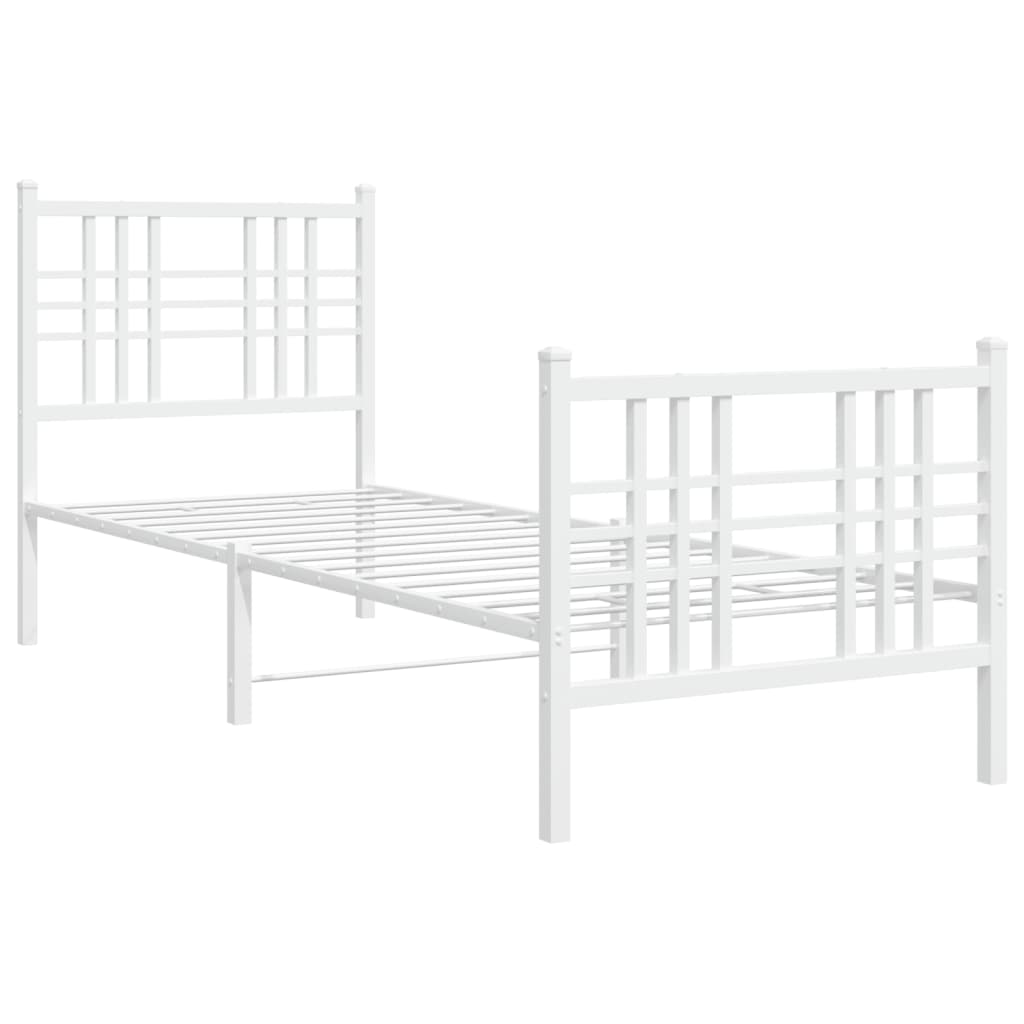 vidaXL Cadre de lit métal sans matelas avec pied de lit blanc 80x200cm