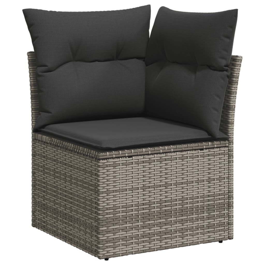 vidaXL Salon de jardin avec coussins 13 pcs gris résine tressée