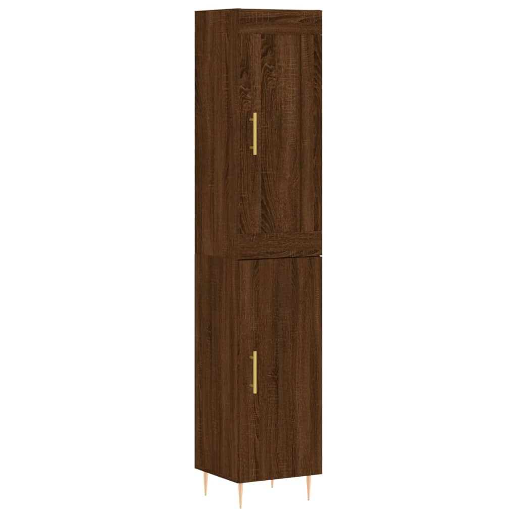 vidaXL Buffet haut Chêne marron 34,5x34x180 cm Bois d'ingénierie