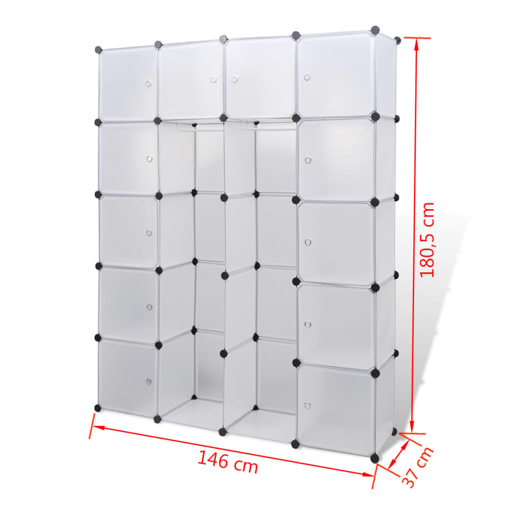vidaXL Armoire modulaire 14 compartiments blanc 37 x 146 x 180,5 cm