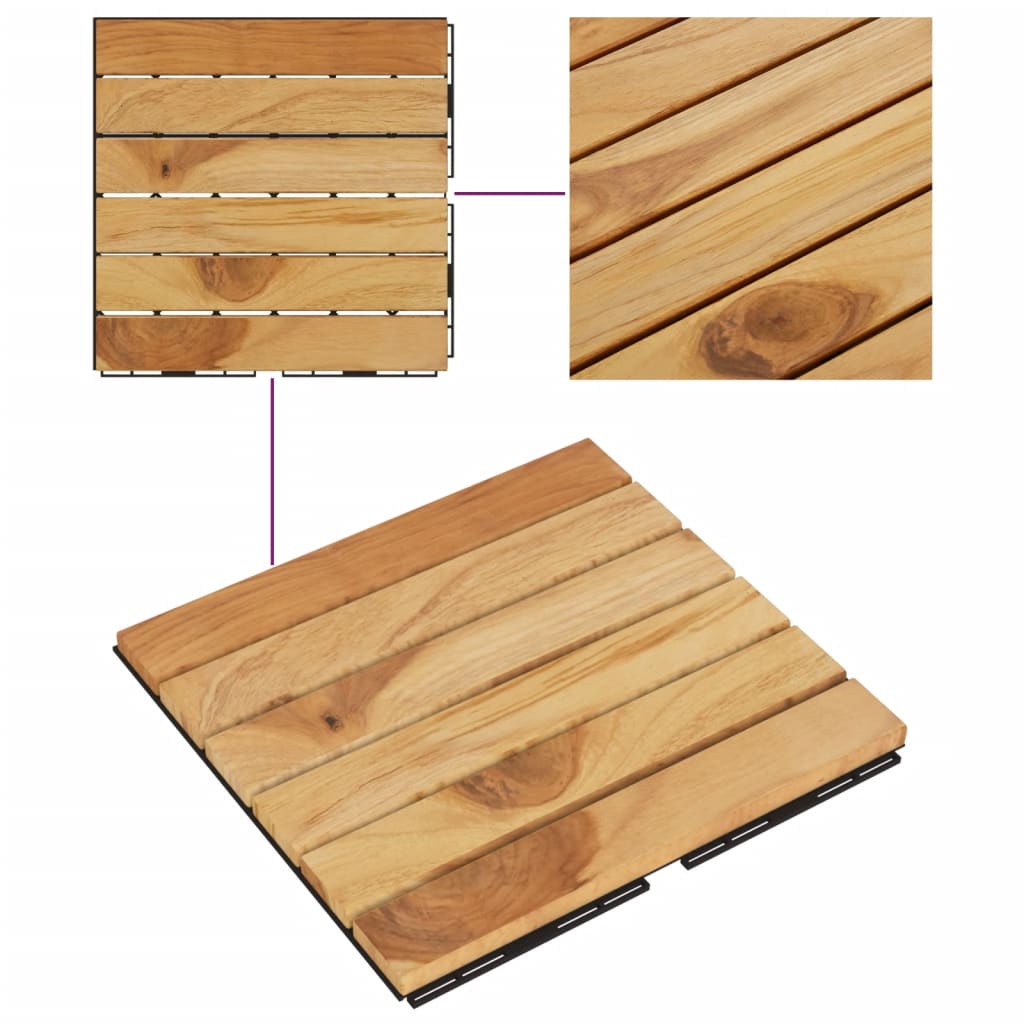 vidaXL Tuiles de terrasse 30 pcs 30x30 cm bois massif teck vertical