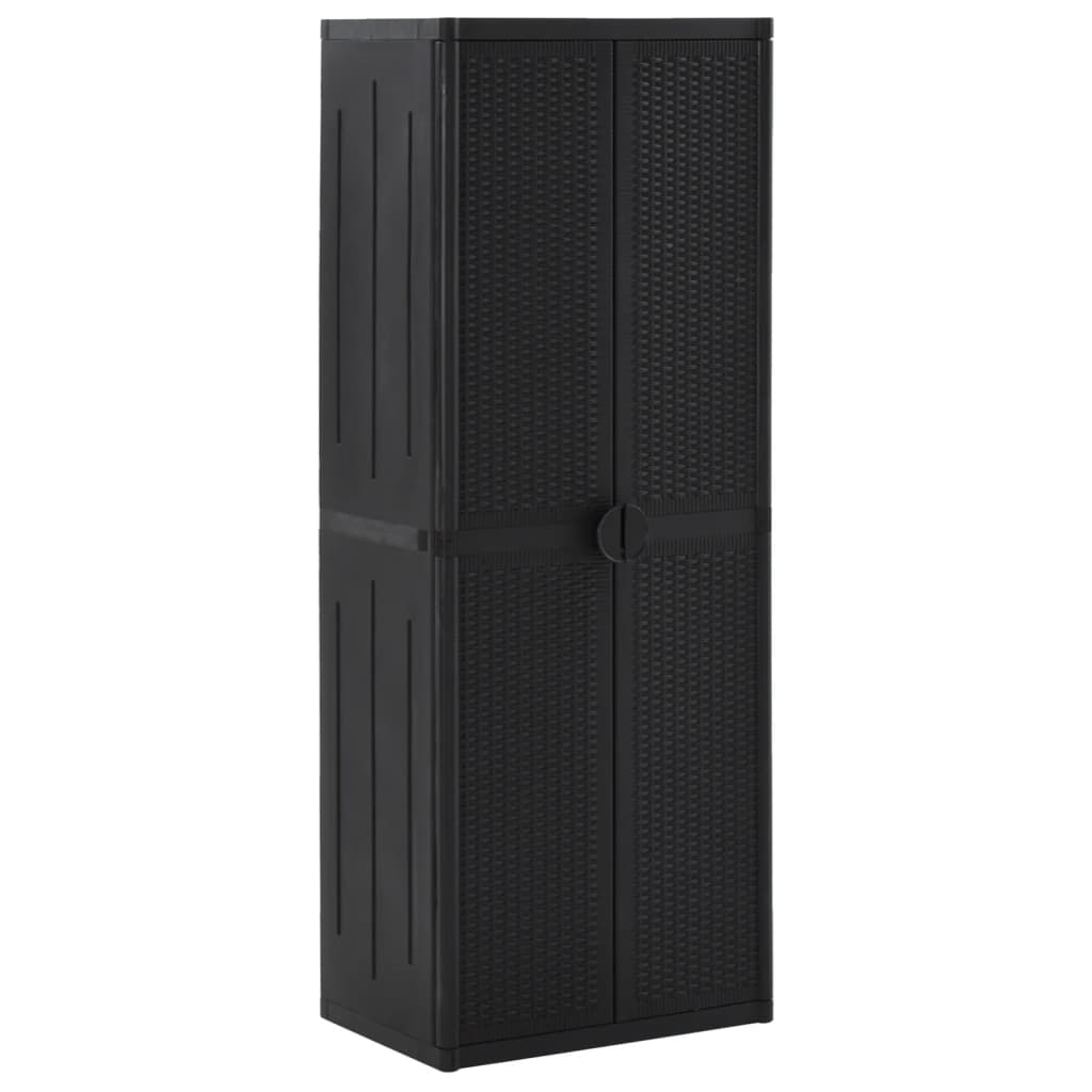 vidaXL Armoire de rangement de jardin Noir 65x45x172 cm PP Rotin