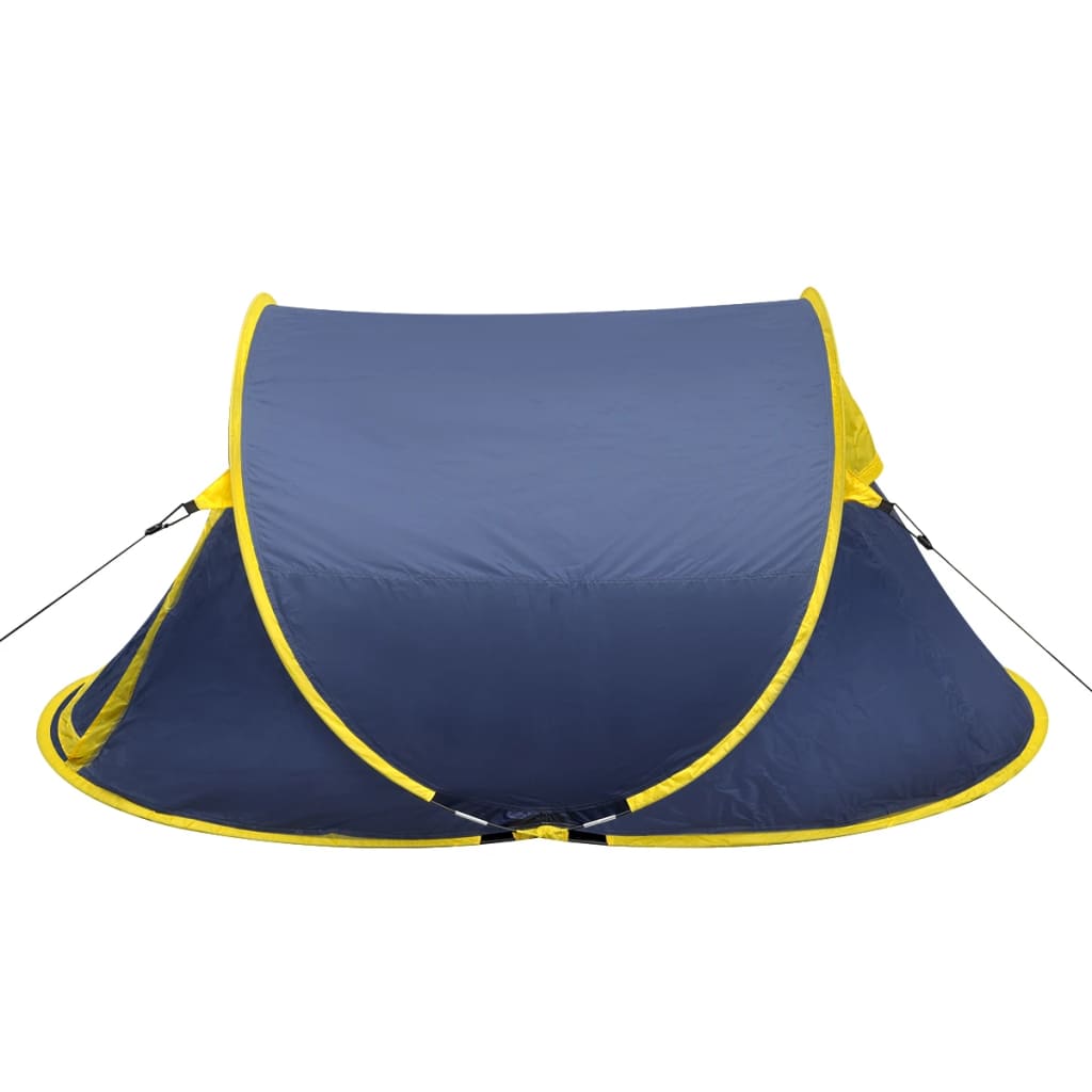 vidaXL Tente de camping escamotable 2 personnes bleu marine/jaune