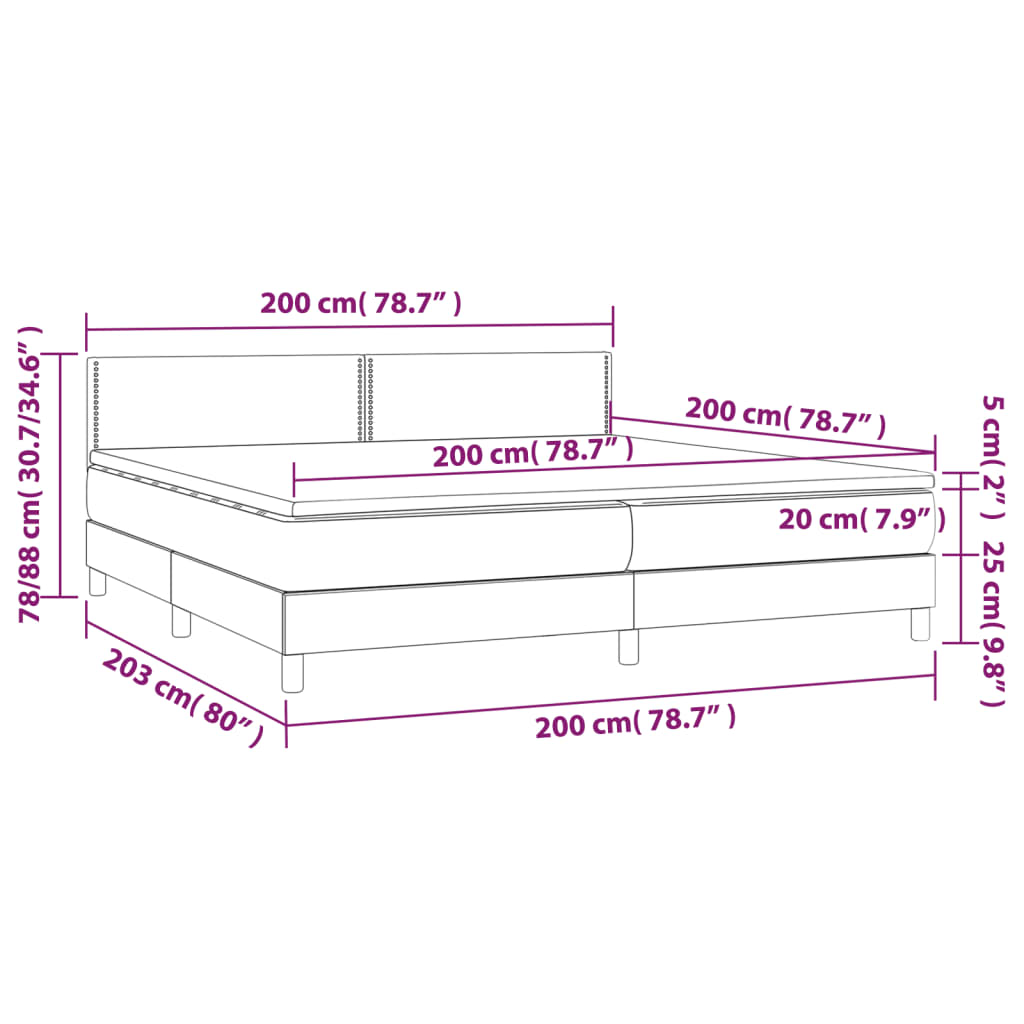 vidaXL Sommier à lattes de lit matelas LED Gris clair 200x200 cm Tissu