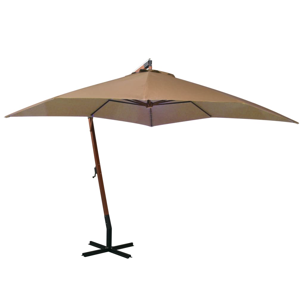 vidaXL Parasol de jardin suspendu avec mât Taupe bois de sapin massif