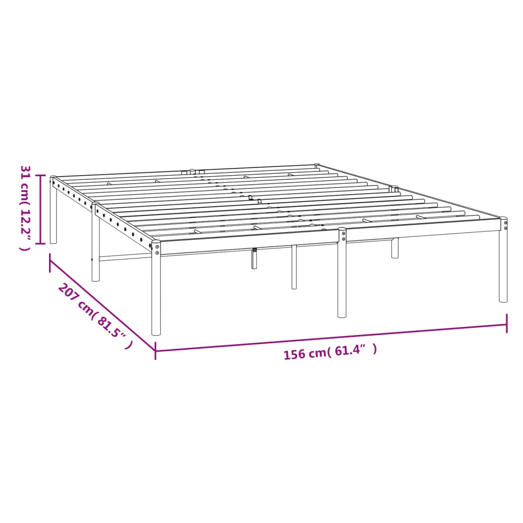 vidaXL Cadre de lit métal sans matelas blanc 150x200 cm