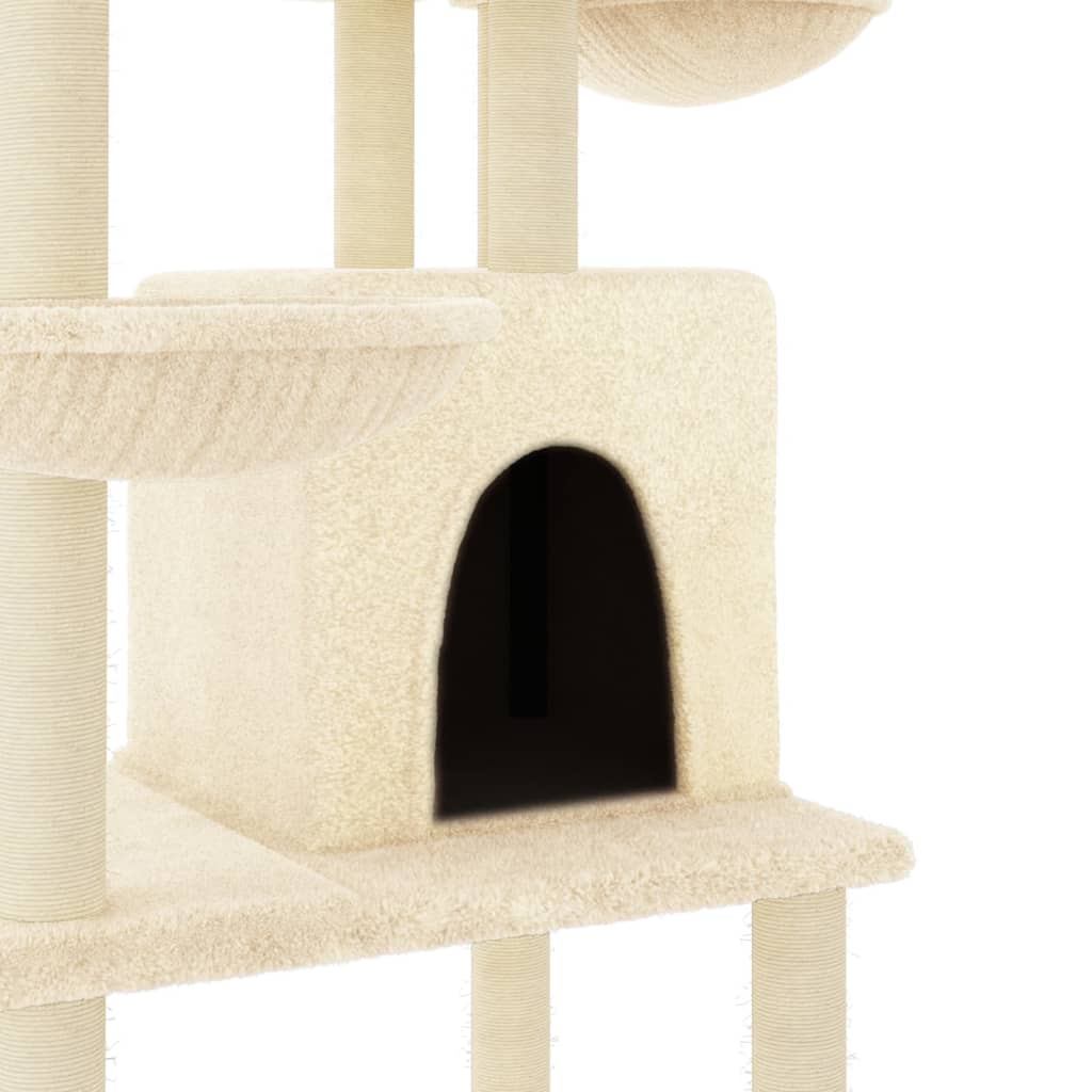 vidaXL Arbre à chat avec griffoirs en sisal Crème 180 cm