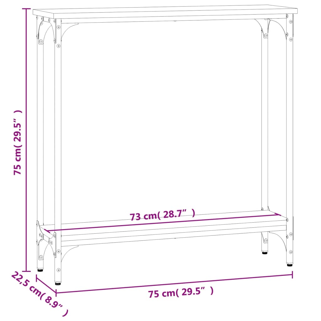 vidaXL Table console chêne fumé 75x22,5x75 cm bois d'ingénierie