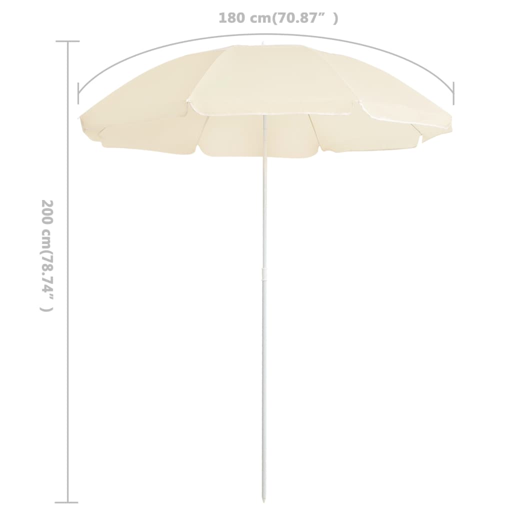 vidaXL Parasol de jardin avec mât en acier sable 180 cm