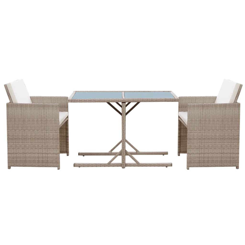 vidaXL Ensemble de bistro 3 pcs avec coussins résine tressée beige