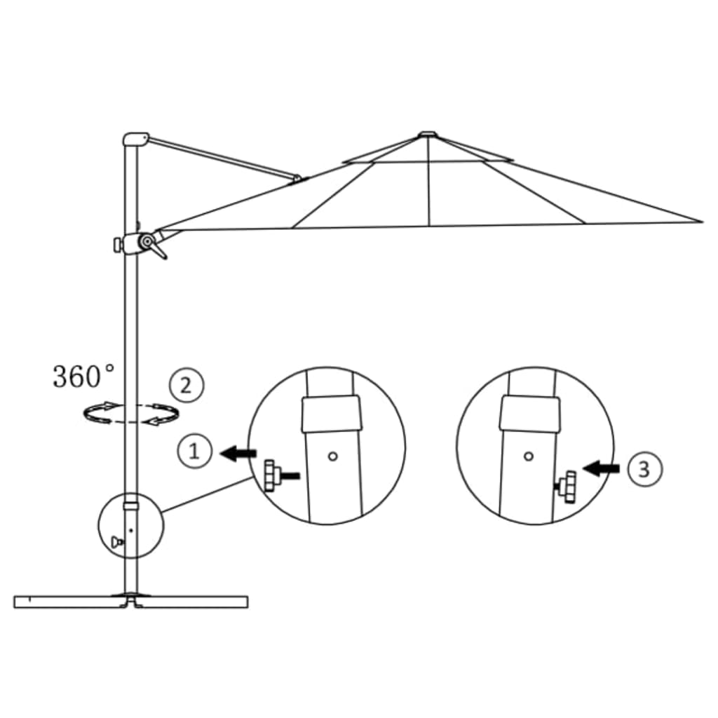 vidaXL Parasol de jardin en porte-à-faux avec mât en aluminium