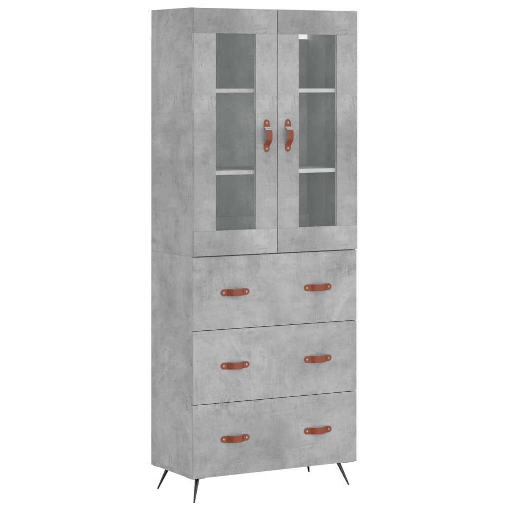 vidaXL Buffet haut Gris béton 69,5x34x180 cm Bois d'ingénierie