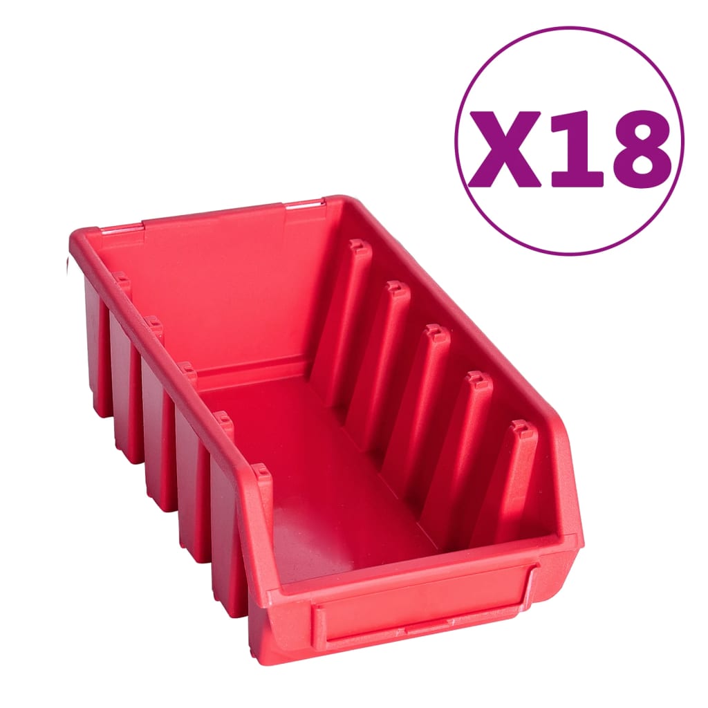 vidaXL Kit de bacs de stockage et panneaux muraux 103pcs rouge et noir