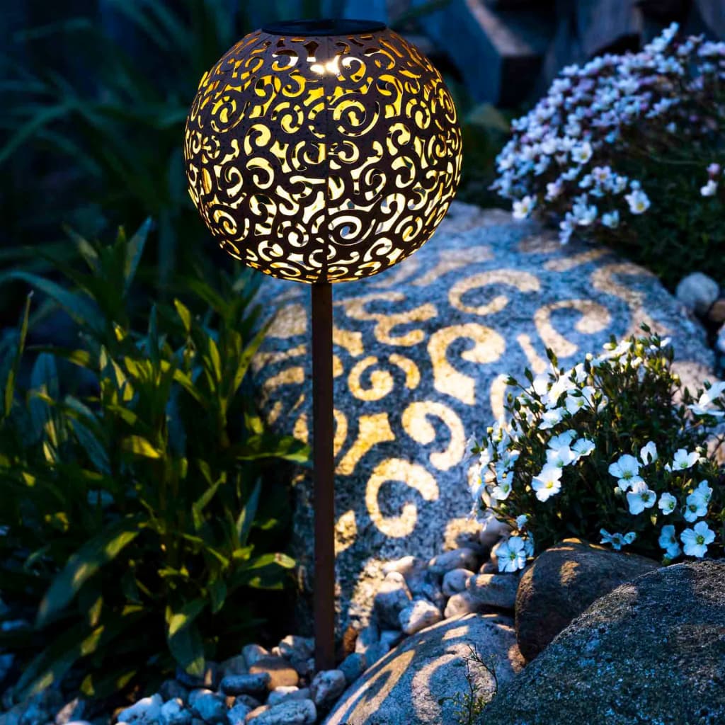 HI Lampe de jardin solaire à LED 18 cm Métal Marron