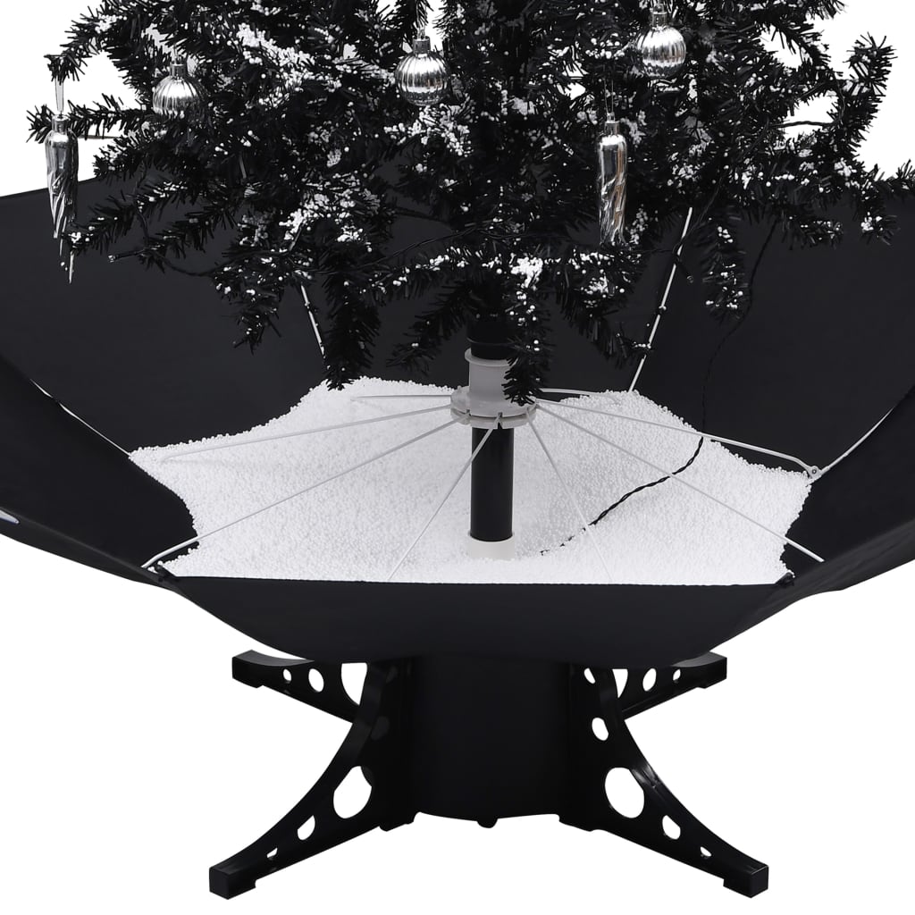 vidaXL Arbre de Noël neigeux avec base de parapluie Noir 140 cm PVC