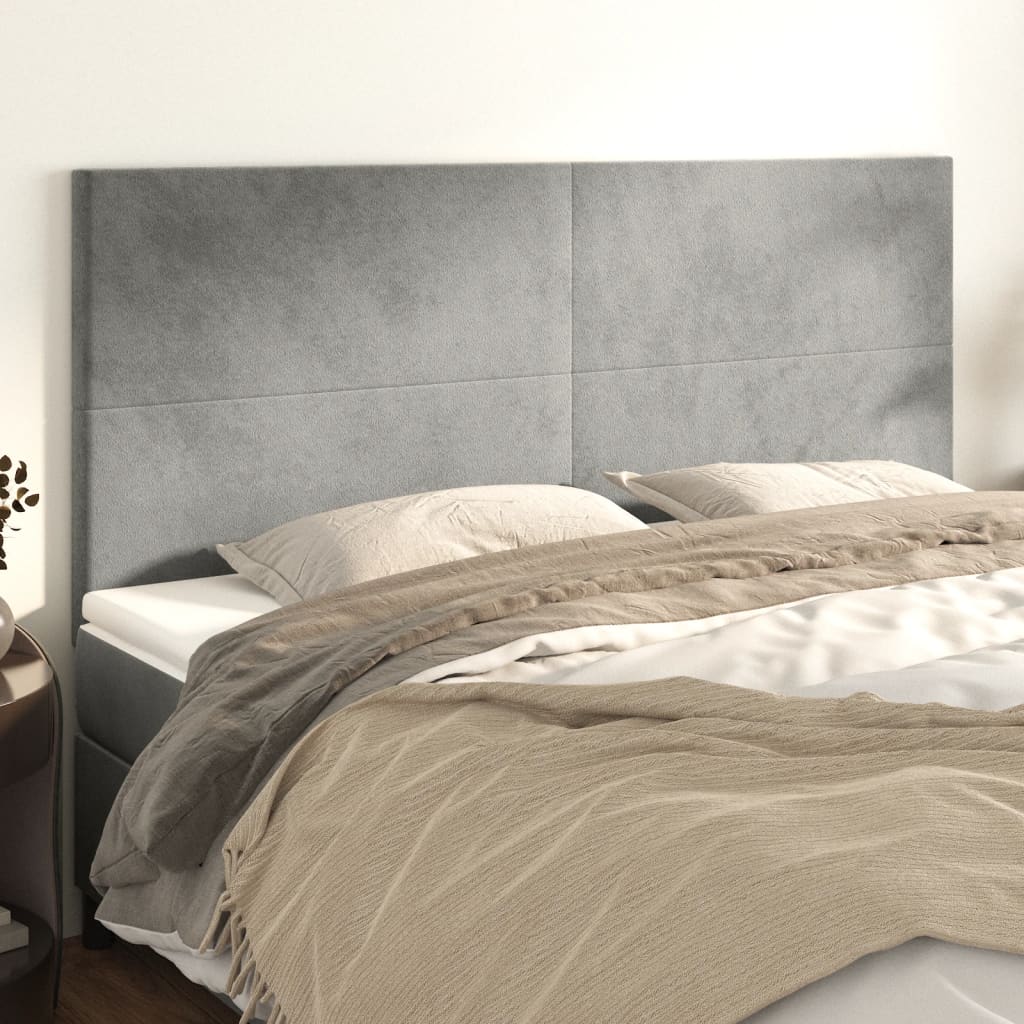 vidaXL Têtes de lit 4 pcs Gris clair 80x5x78/88 cm Velours