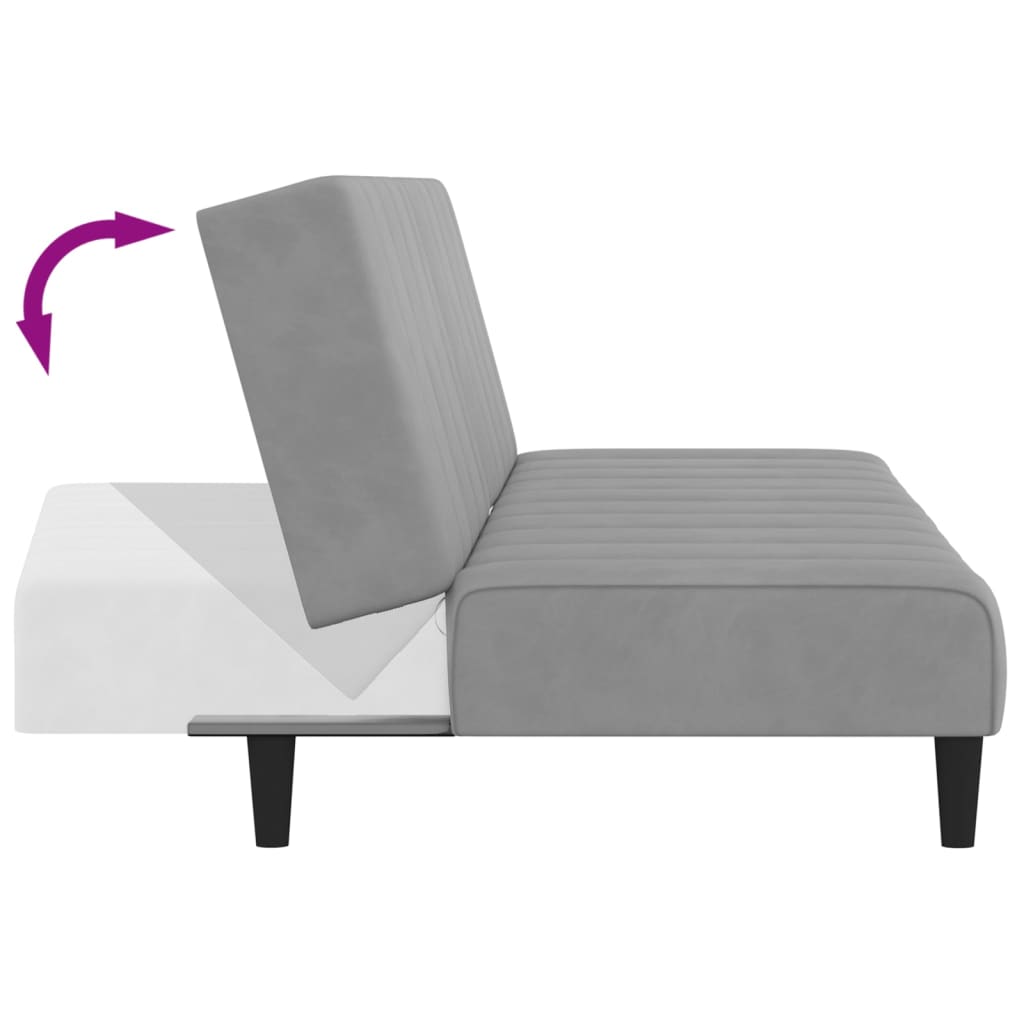 vidaXL Canapé-lit à 2 places gris clair velours