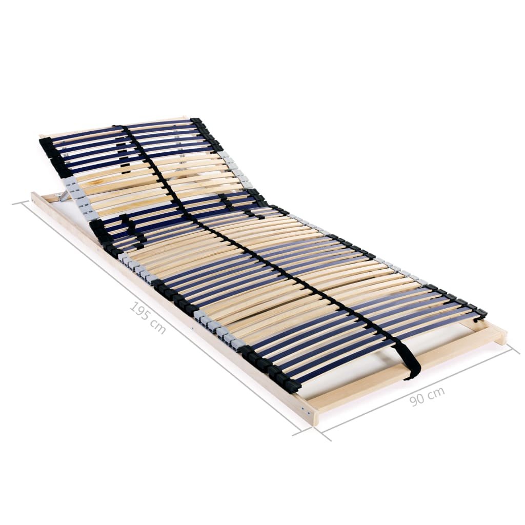 vidaXL Sommier à lattes sans matelas avec 42 lattes 7 zones 90x200 cm