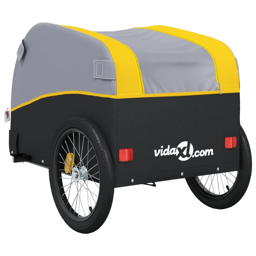 vidaXL Remorque de vélo noir et jaune 45 kg fer