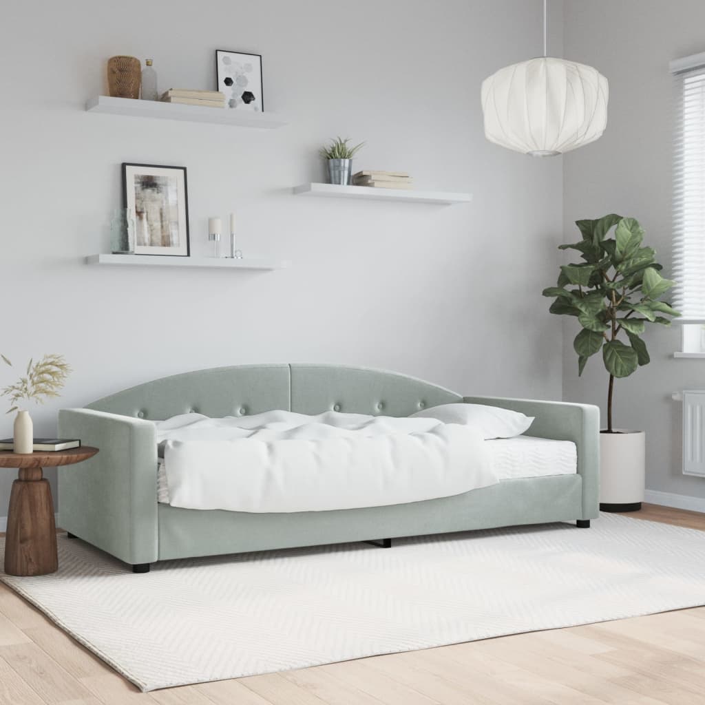 vidaXL Lit de jour avec matelas gris clair 90x200 cm velours