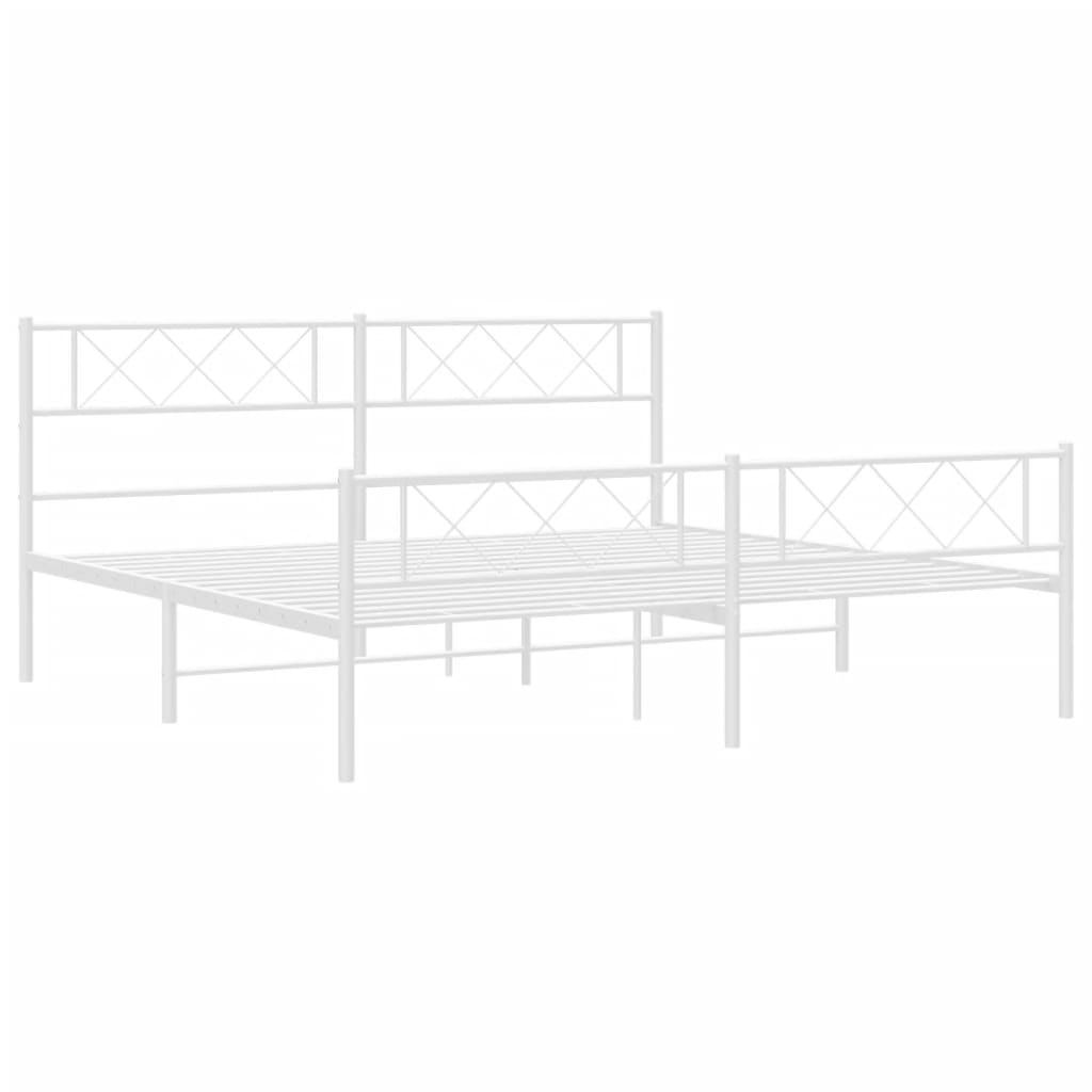 vidaXL Cadre de lit métal sans matelas et pied de lit blanc 200x200 cm