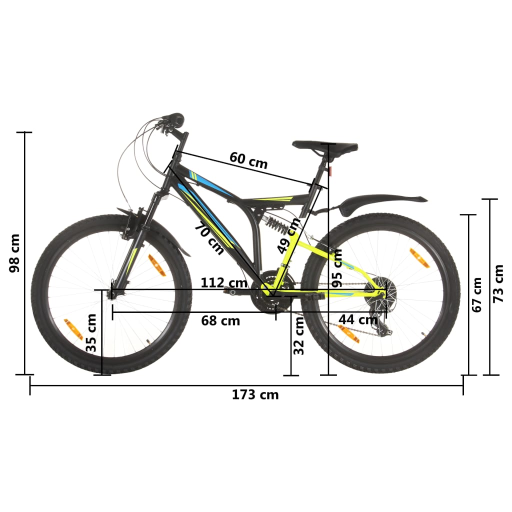 vidaXL Vélo de montagne 21 vitesses Roue de 26 pouces 49 cm Noir