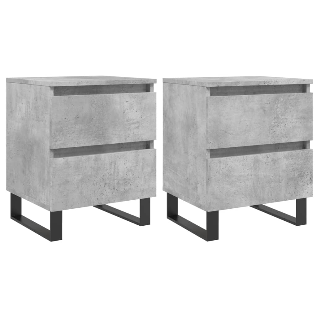 vidaXL Tables de chevet 2 pcs gris béton 40x35x50 cm bois d’ingénierie