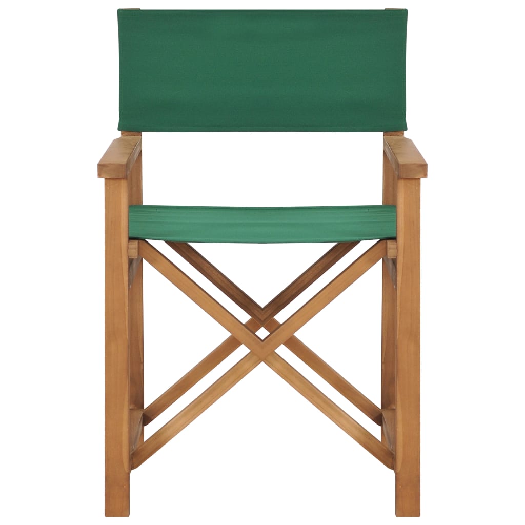 vidaXL Chaise de metteur en scène Bois de teck solide Vert